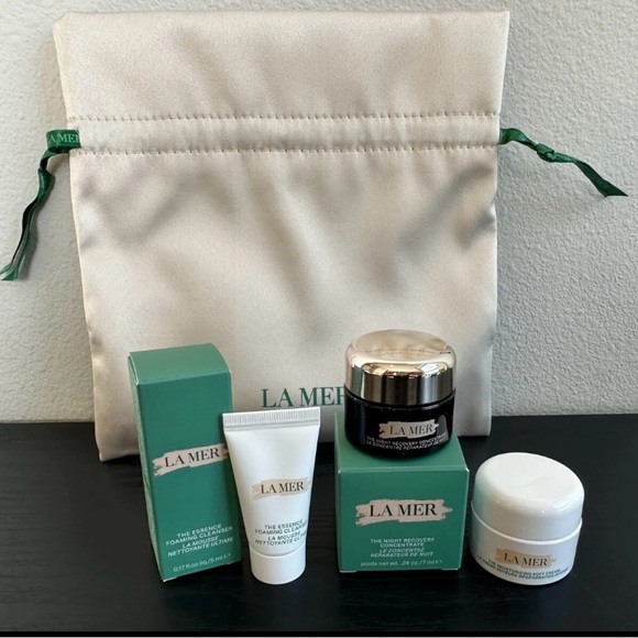 La Mer NEW 3 *deluxe* night concentrate cream samples original cosmetics pouch
